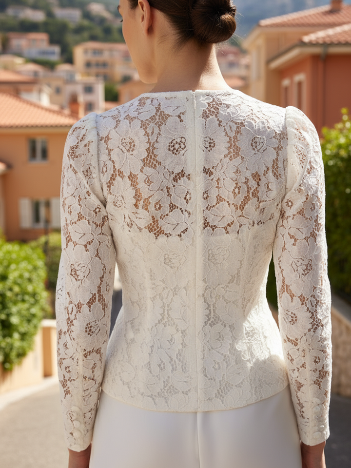 White blazer lace wedding jacket sheer bridal topper for dress