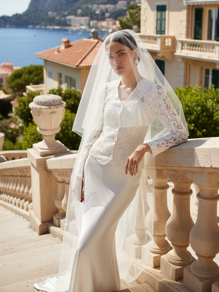 White blazer lace wedding jacket sheer bridal topper for dress