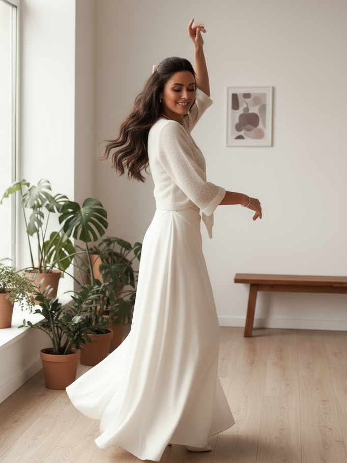 V-neck wrap wedding cream sweater bride cardigan with bow