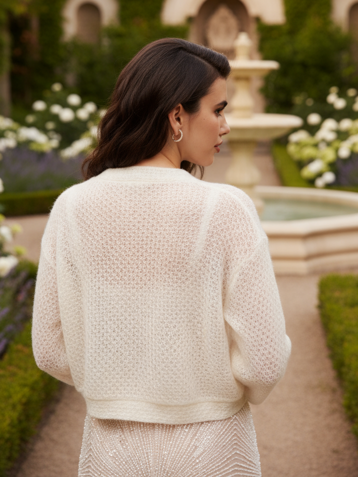 Wedding top mohair shrug soft cardigan with buttons elegant layer