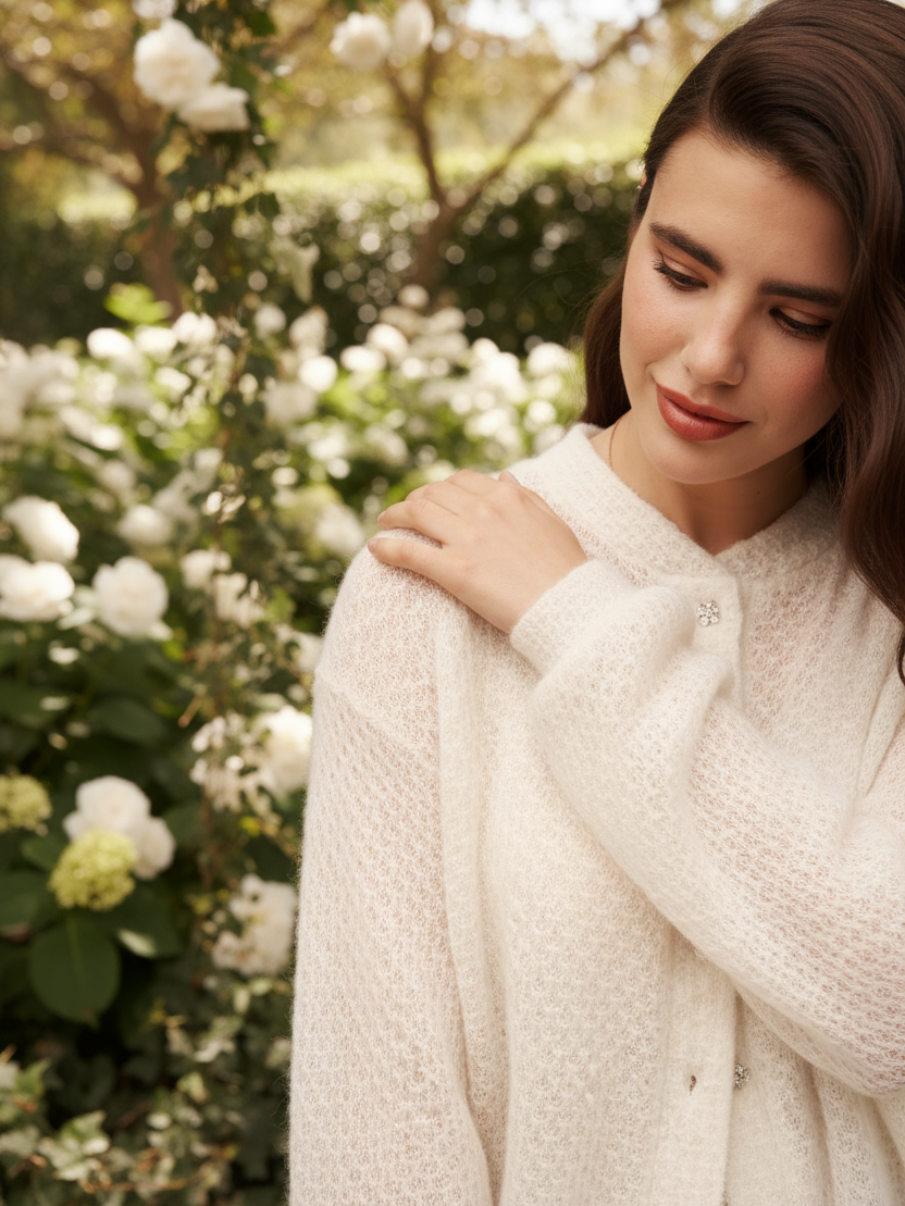 Wedding top mohair shrug soft cardigan with buttons elegant layer