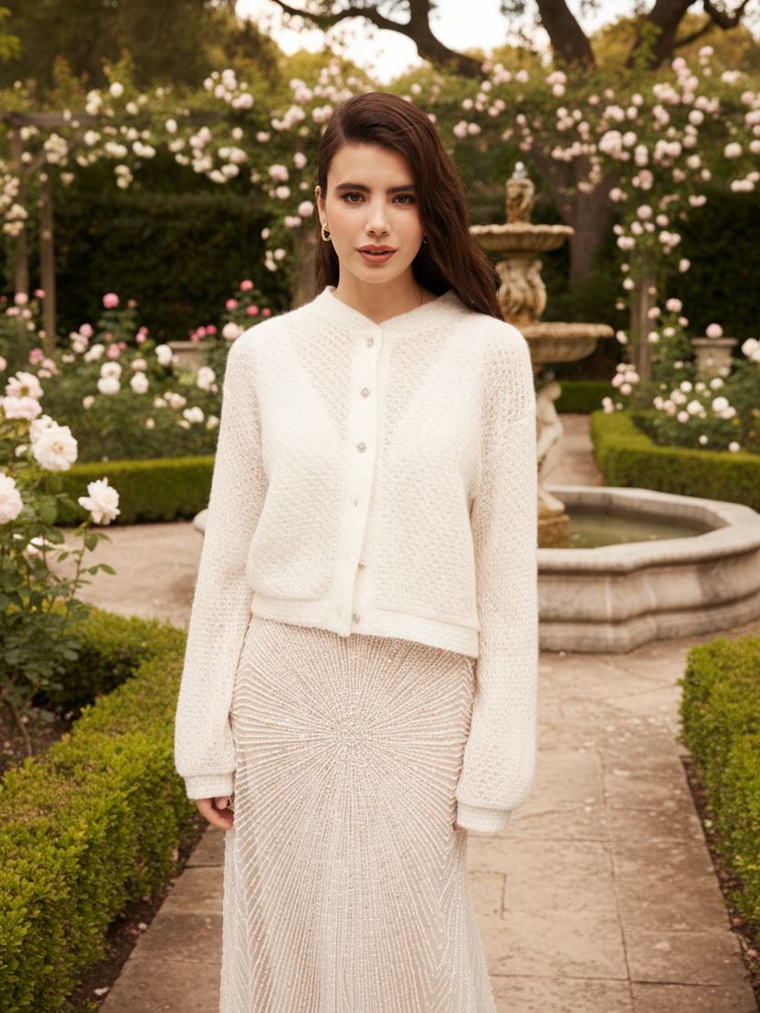 Wedding top mohair shrug soft cardigan with buttons elegant layer