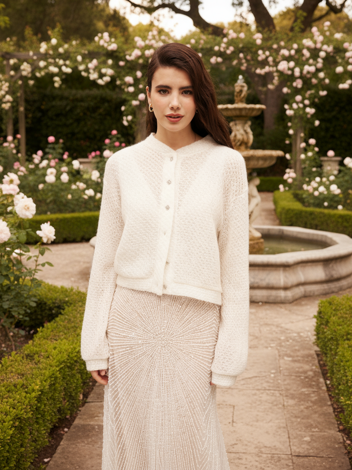 Wedding top mohair shrug soft cardigan with buttons elegant layer