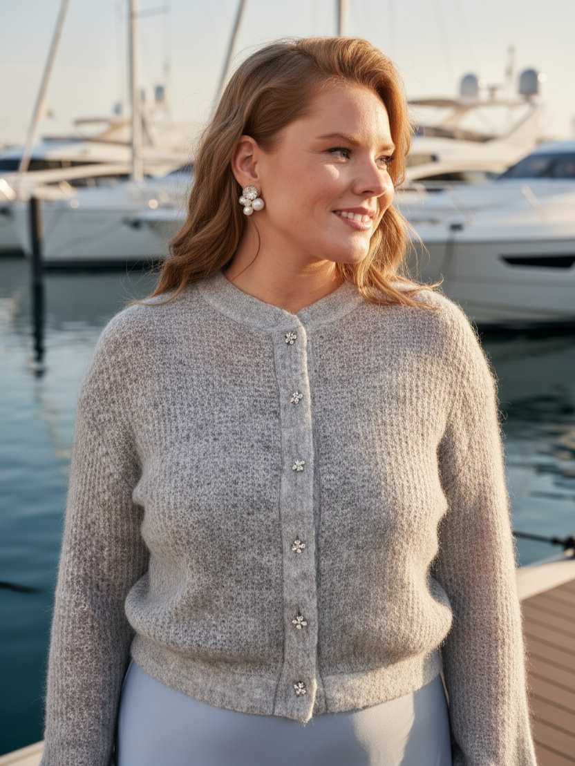 Grey bridal topper wool bomber cardigan longsleeve for wedding dress