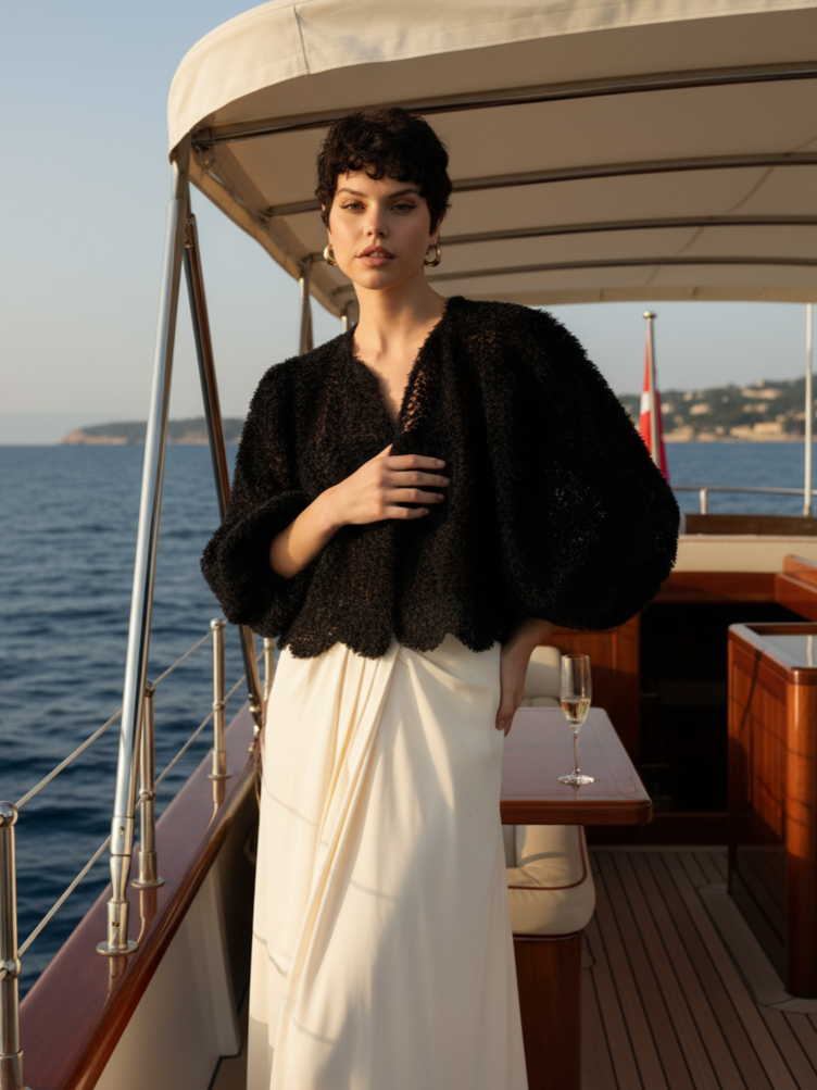 Black tulle topper wedding jacket light bolero for bridal gown