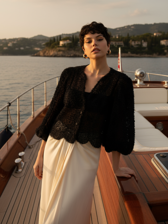 Black tulle topper wedding jacket light bolero for bridal gown