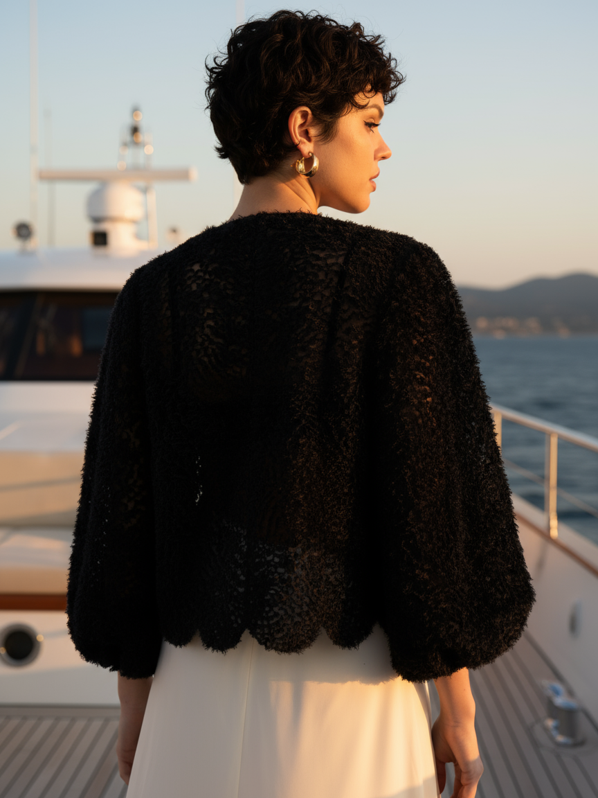 Black tulle topper wedding jacket light bolero for bridal gown