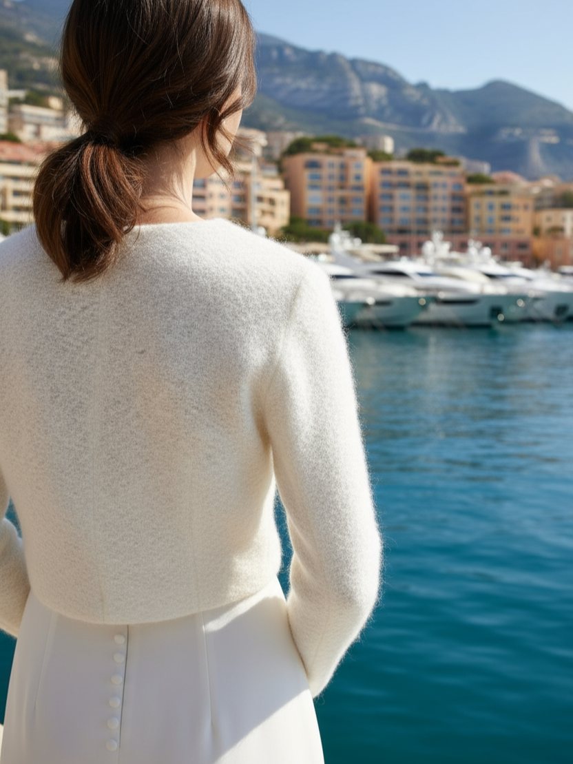 Knit mohair bridal cover up cropped sweater top for wedding dress