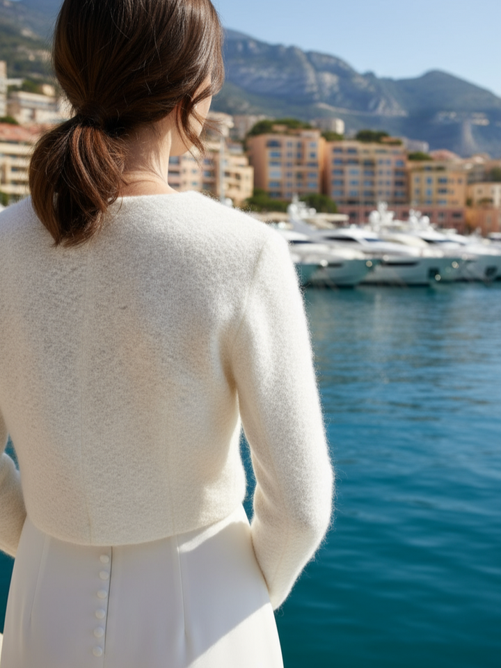 Knit mohair bridal cover up cropped sweater top for wedding dress