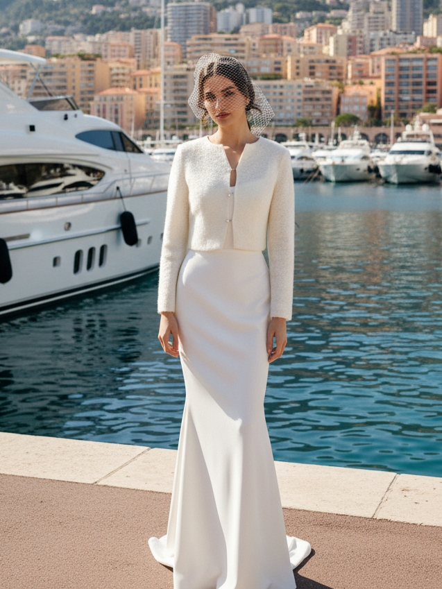 Knit mohair bridal cover up cropped sweater top for wedding dress