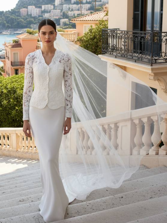 White blazer lace wedding jacket sheer bridal topper for dress