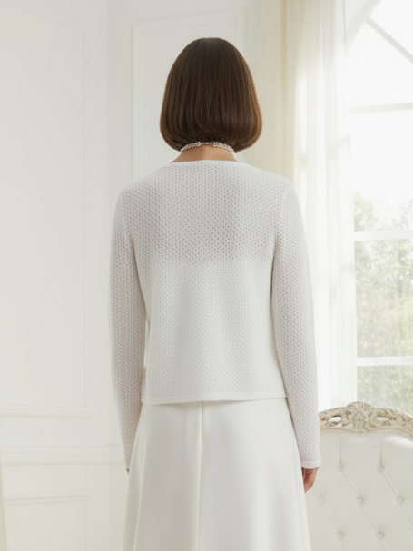 Elegant cotton shawl white bride sweater stylish wedding topper