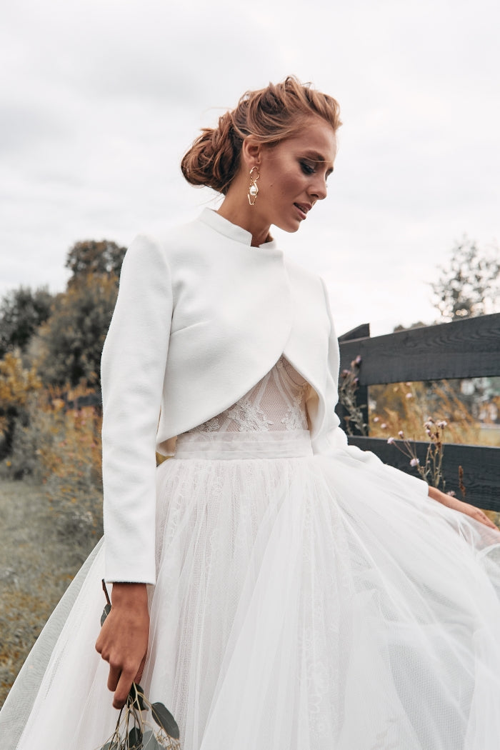 Stylish Bridal Coat with Collar - ArtPodium Studio