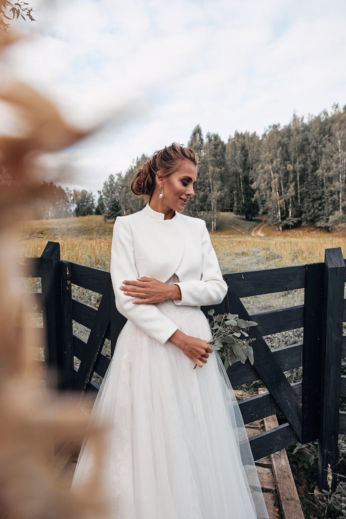 Stylish Bridal Coat with Collar - ArtPodium Studio