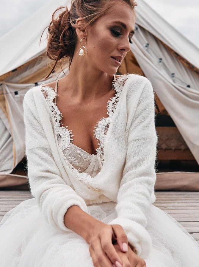 Bridal Wool Sweater with Lace - ArtPodium Studio
