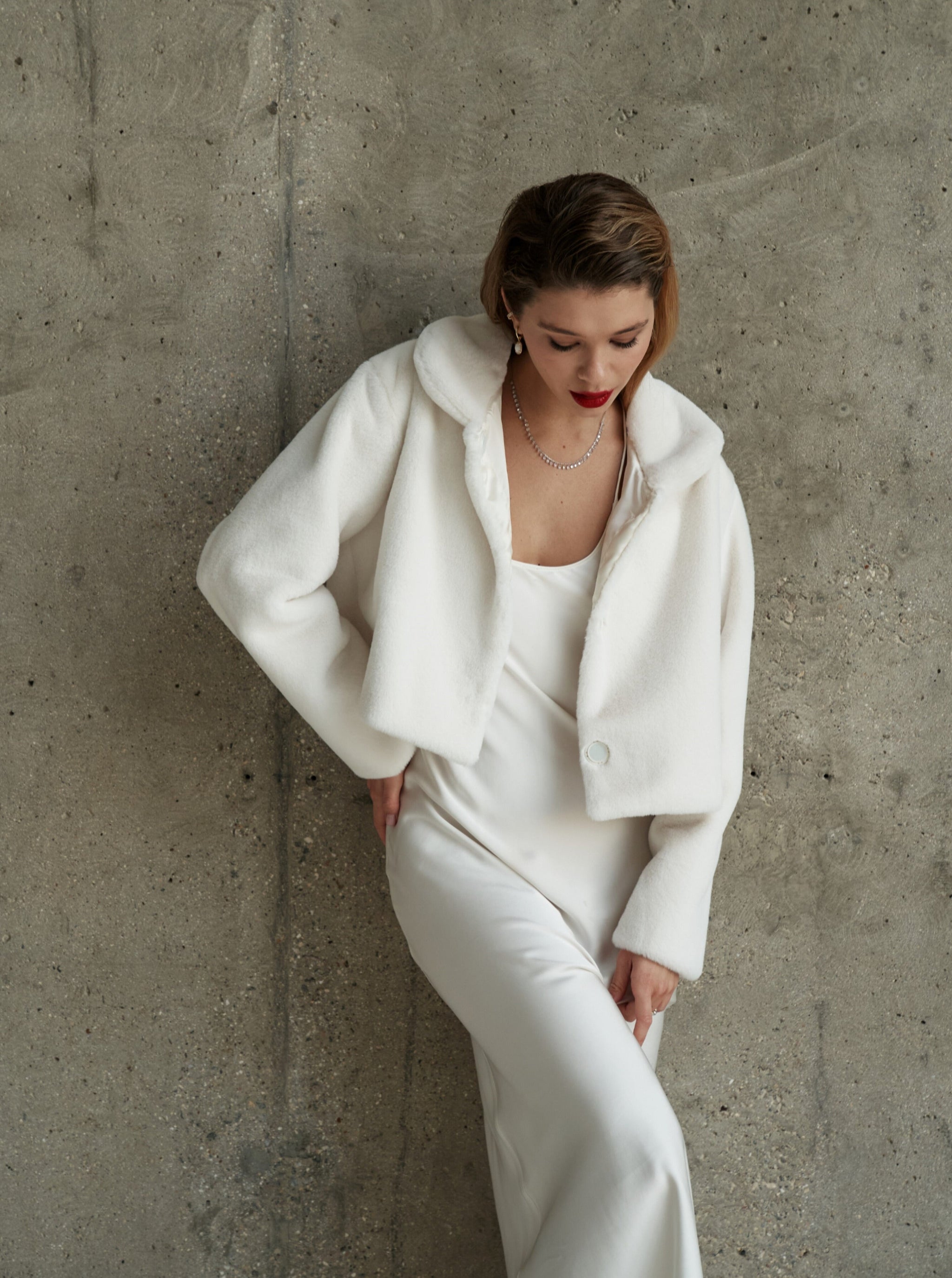 Faux fur bridal coat . Wedding faux fur cover up artpodium.studio