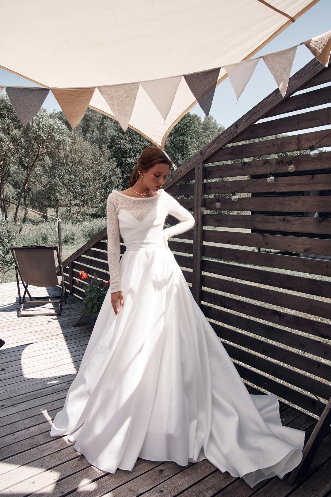 Ivory Sweater Boat Neck Top – Mohair Pullover for Wedding Dress