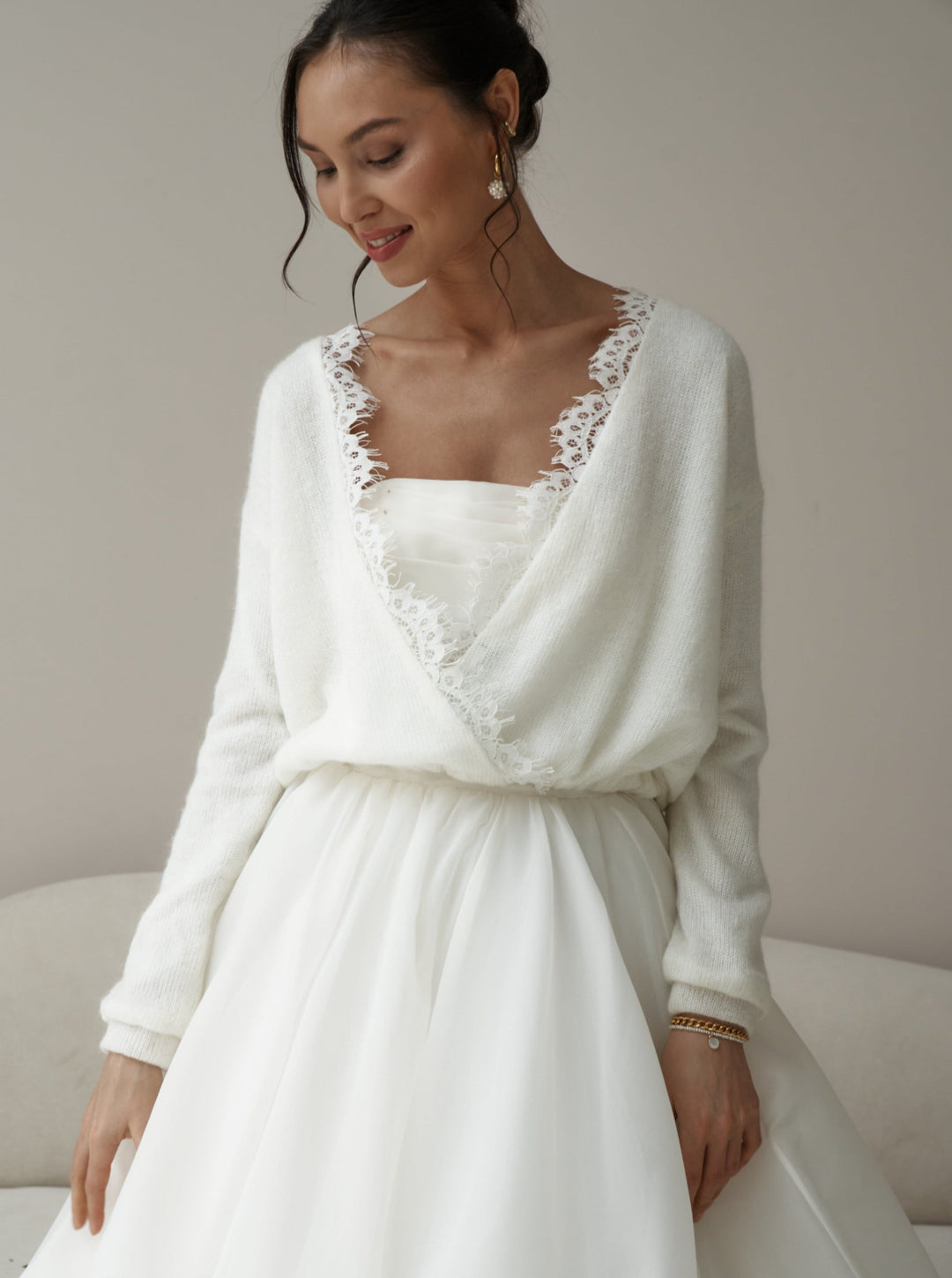Knit boho cardigan bridal jacket lace sweater for wedding dress bride and bridesmaids S Knit boho cardigan bridal jacket lace sweater for wedding dress bride and bridesmaids S