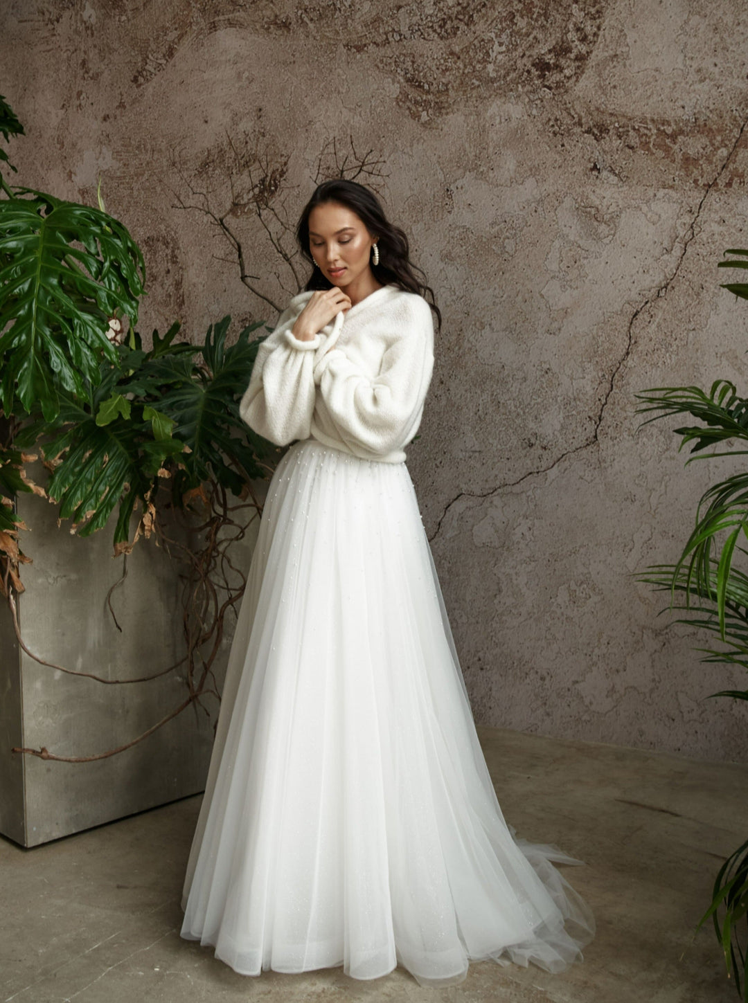 Oversize Sweater – Mohair Top for Bride & White Wedding Cover-Up M / Ivory Oversize Sweater – Mohair Top for Bride & White Wedding Cover-Up M / Ivory